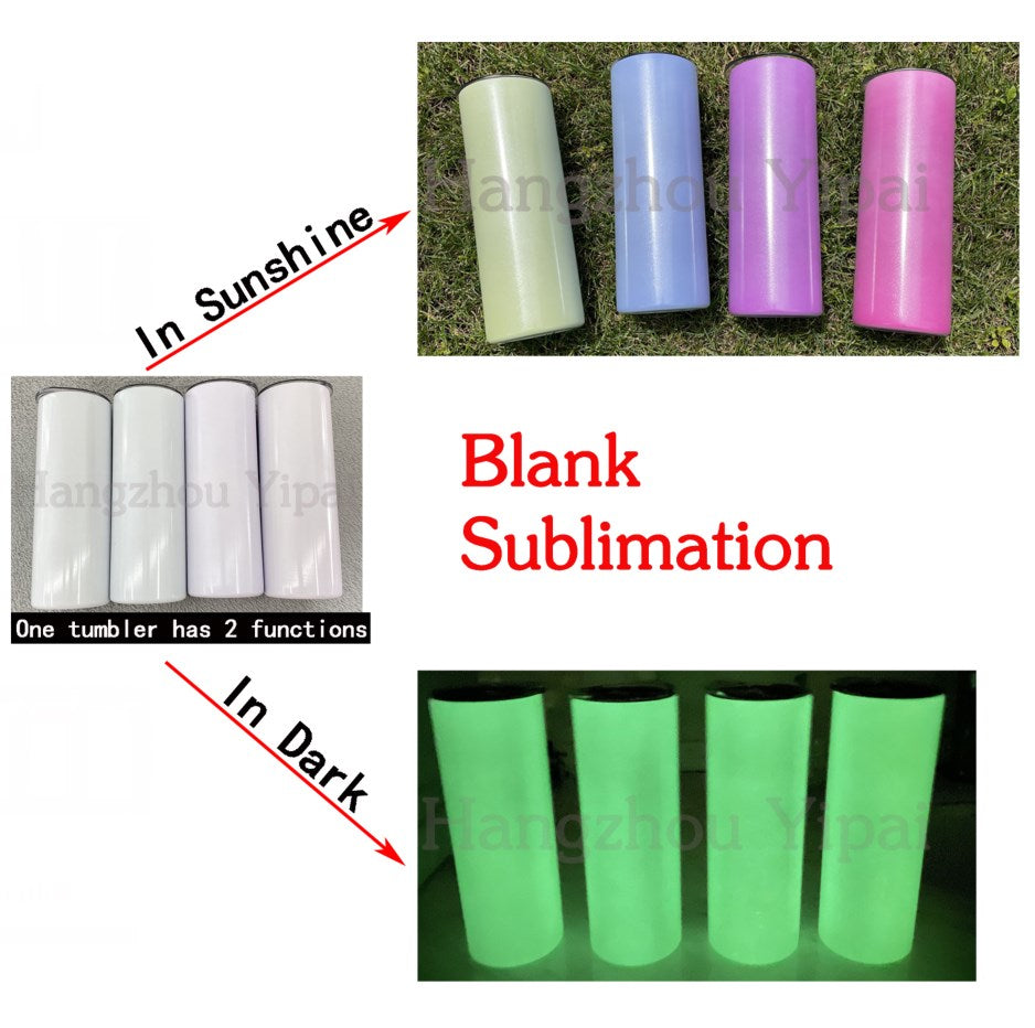 20 oz Sublimation Skinny Straight Tumbler- UV Color Changing & Glow In The Dark