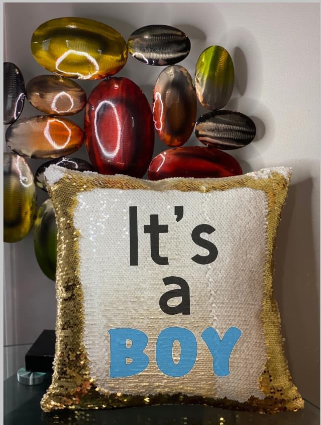 Customized It’s a Boy/Girl Reversible Sequin Pillow