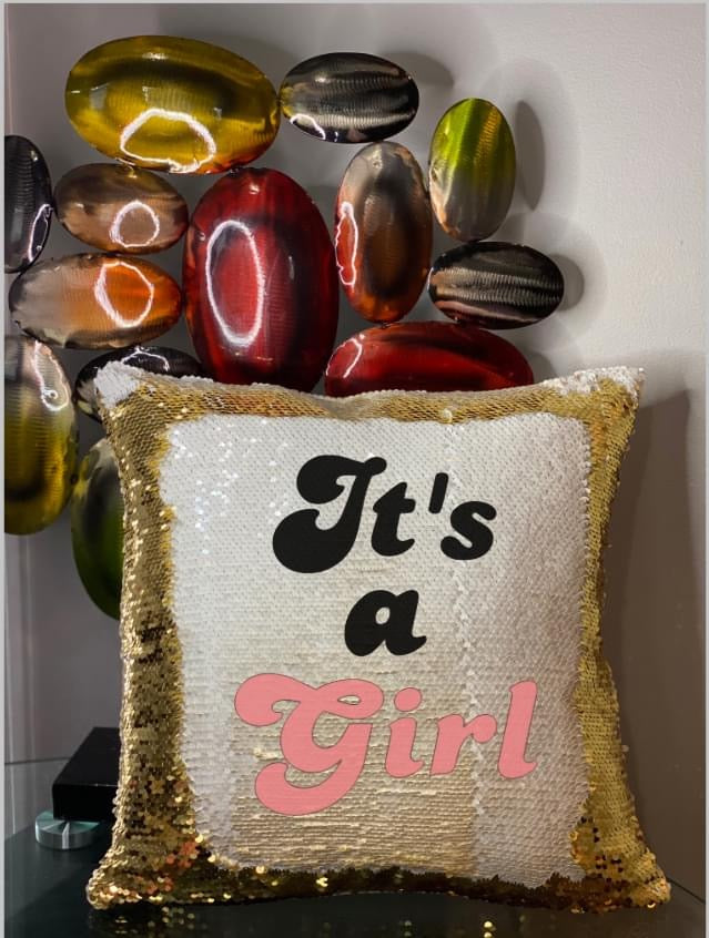 Customized It’s a Boy/Girl Reversible Sequin Pillow
