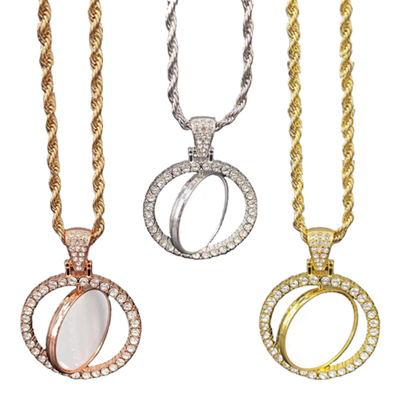 Circle Sublimation Rotating Necklace