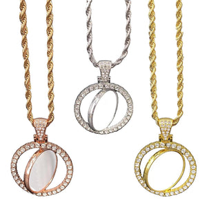 Circle Sublimation Rotating Necklace