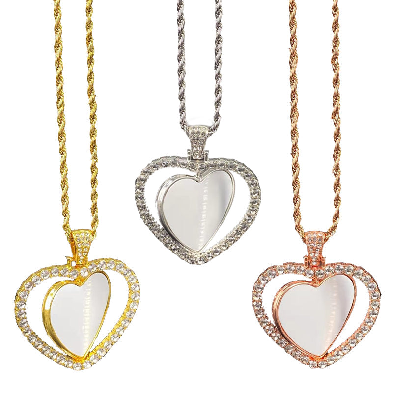Heart Sublimation Rotating Necklace
