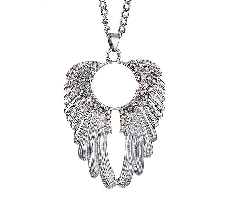 Rhinestone Angel Wing Snap Necklace