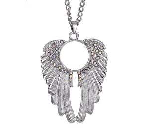 Rhinestone Angel Wing Snap Necklace