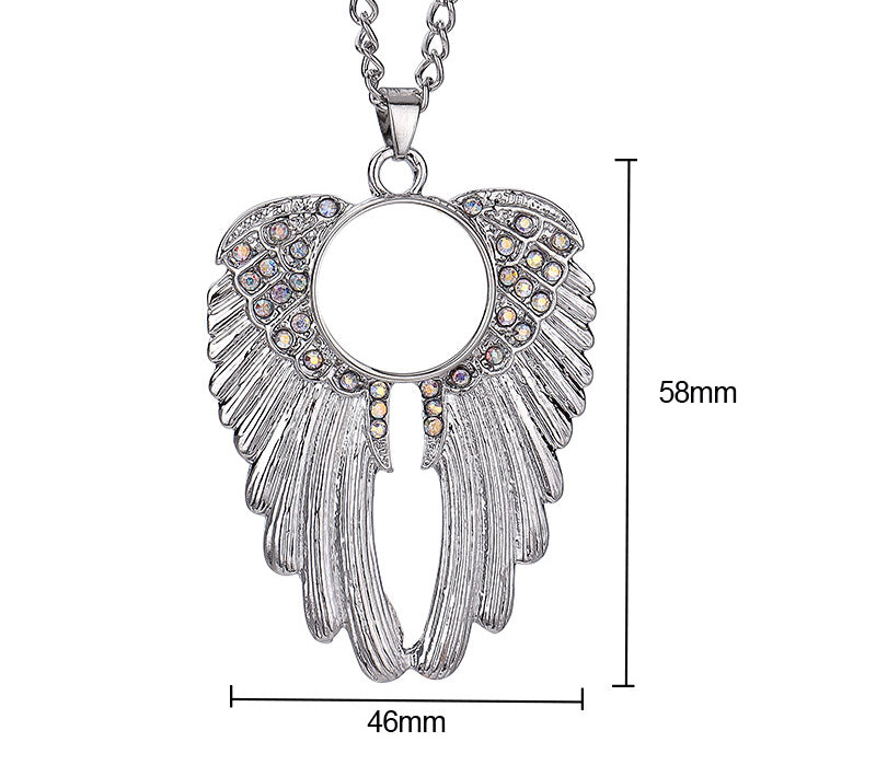 Rhinestone Angel Wing Snap Necklace