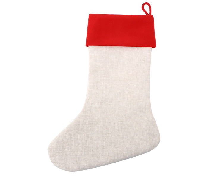 Red Linen Christmas Stocking