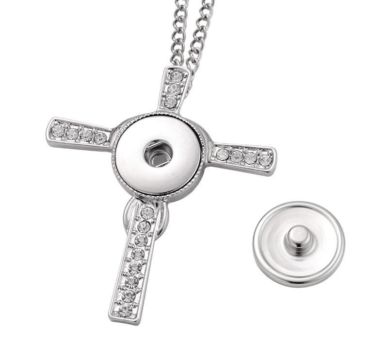 Rhinestone Cross Snap Necklace