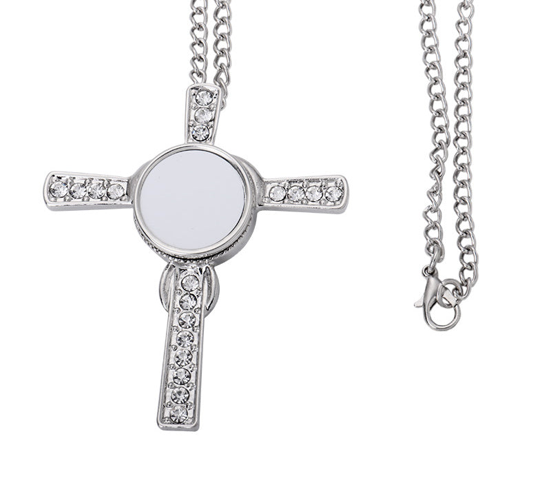 Rhinestone Cross Snap Necklace
