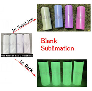20 oz Sublimation Skinny Straight Tumbler- UV Color Changing & Glow In The Dark