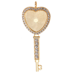 Rhinestone Heart Key Necklace