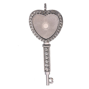 Rhinestone Heart Key Necklace