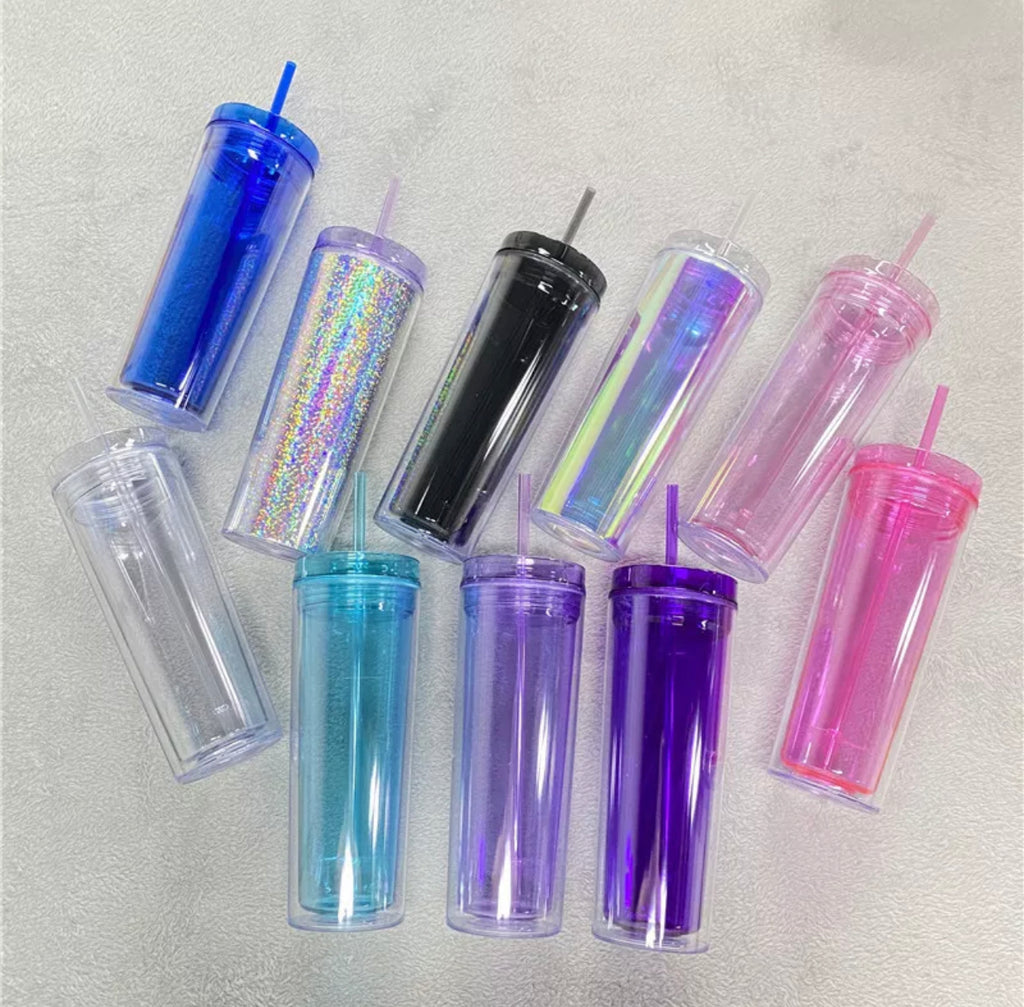 Acrylic tumblers with straw