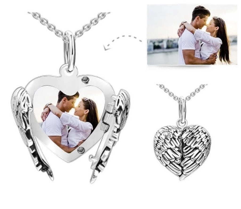 Customized Angel Wing Heart Necklace
